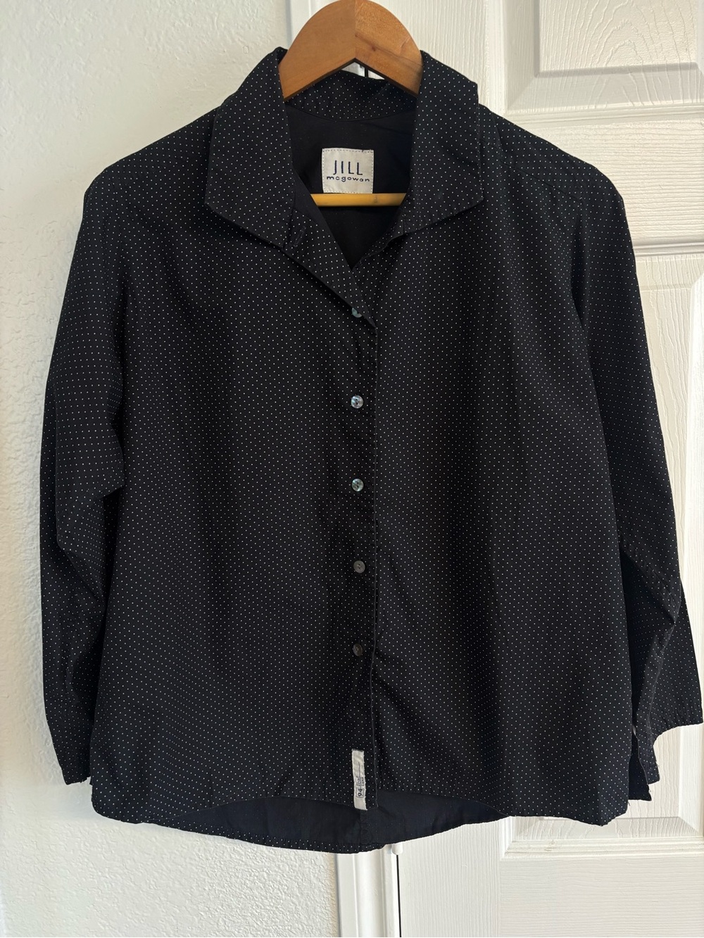 Jill McGowan Blue Polka Dot Popover Blouse Size S